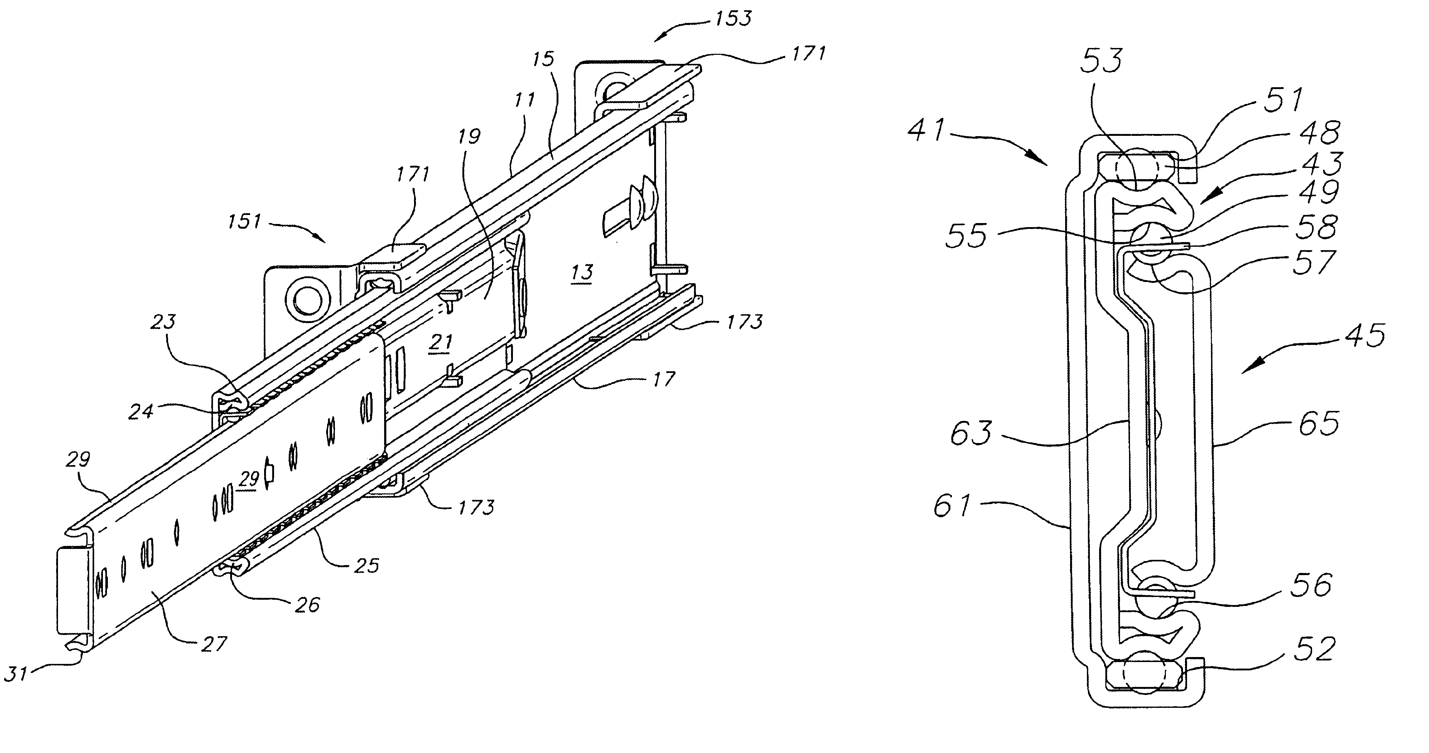 Three member thin drawer slide