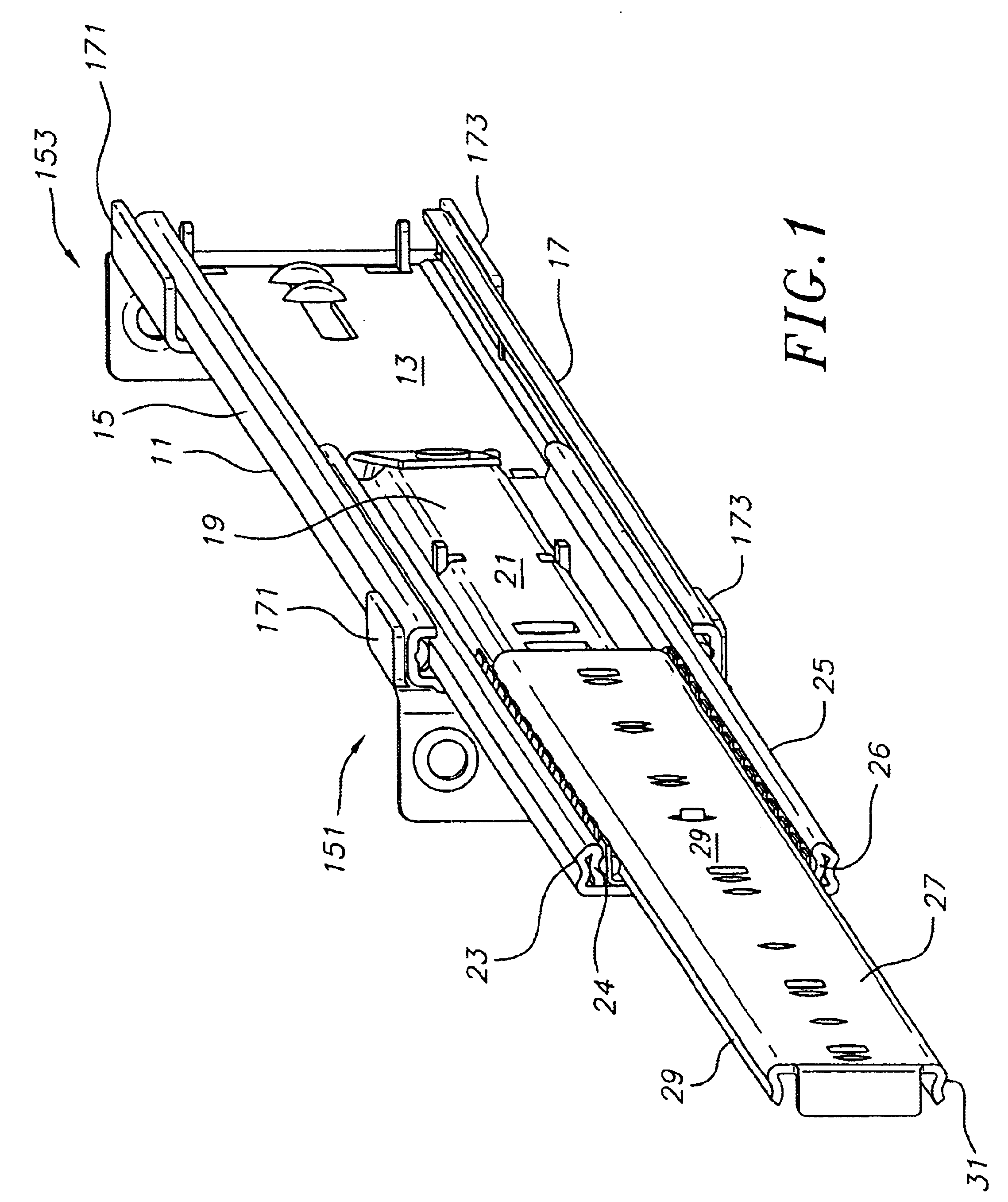 Three member thin drawer slide