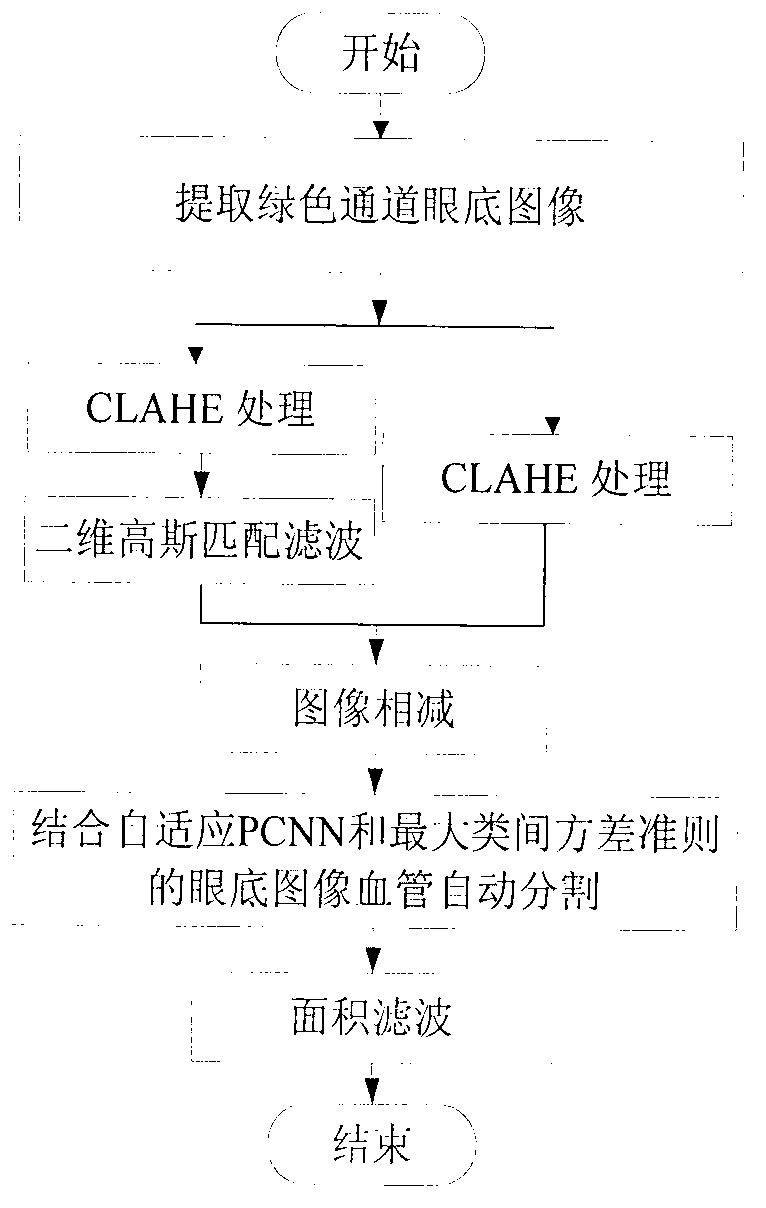 Automatic eye fundus image vessel detecting method based on PCNN (pulse coupled neural network)