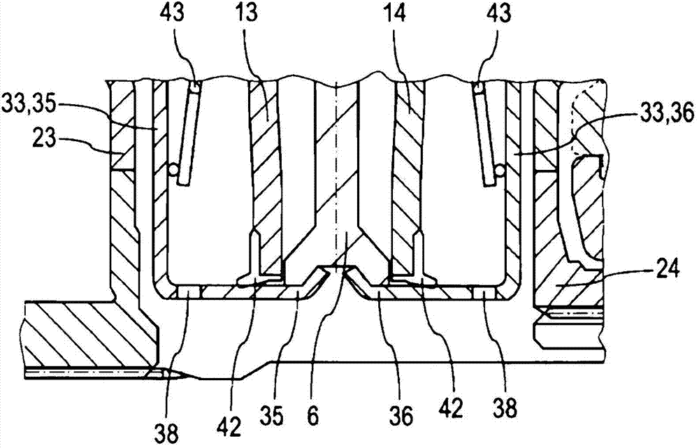 Inline clutch having middle contact pin