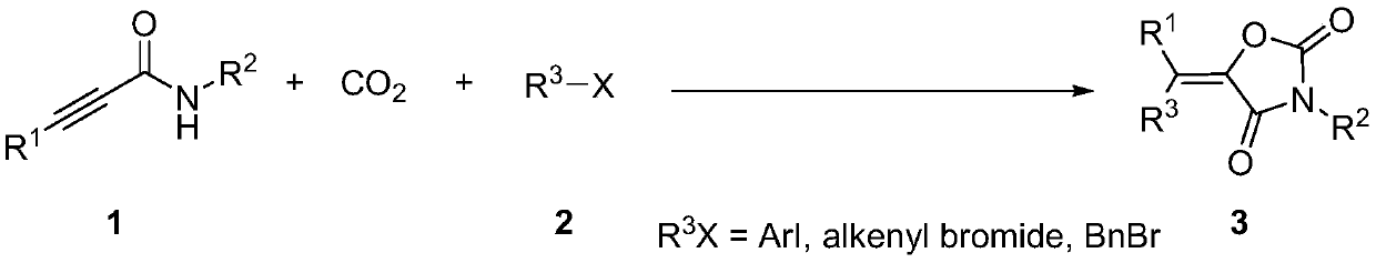 Method for producing tetra-substituted vinyl 2,4-oxazolidinedione from carbon dioxide