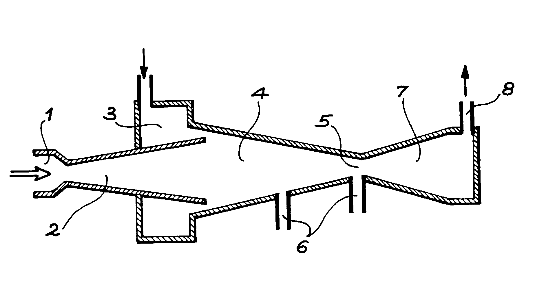 High pressure steam water injector comprising an axial drain