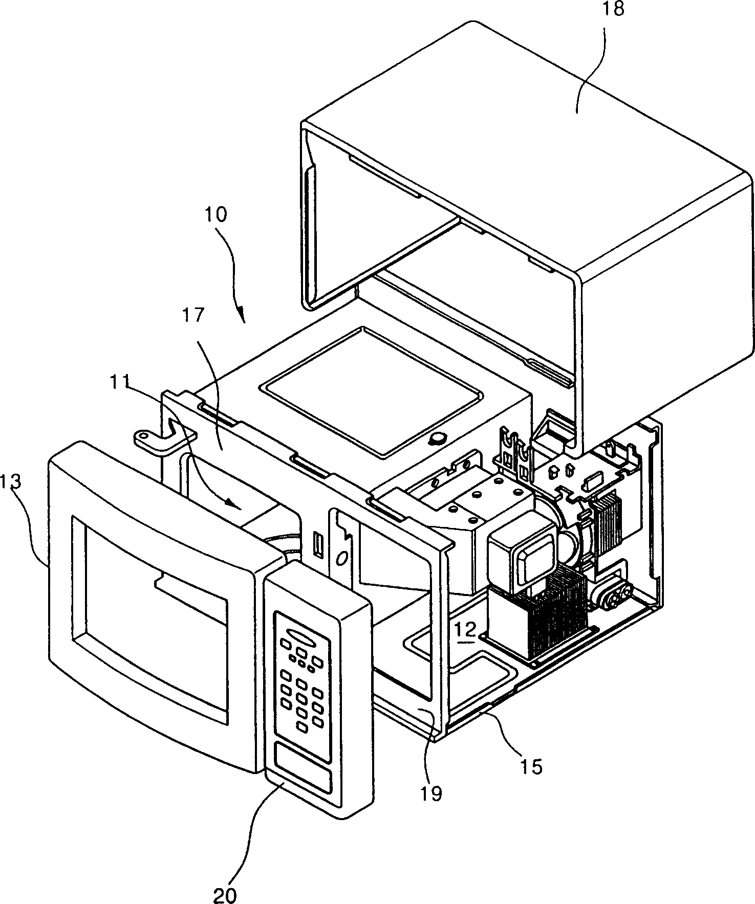 Earthing structure for control panel of microwave oven