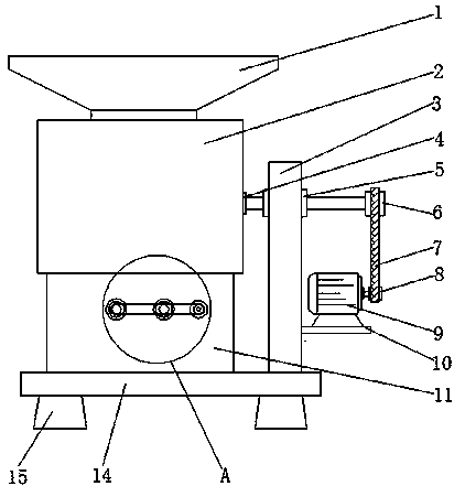 Rubber raw material pulverizing device with good pulverizing effect