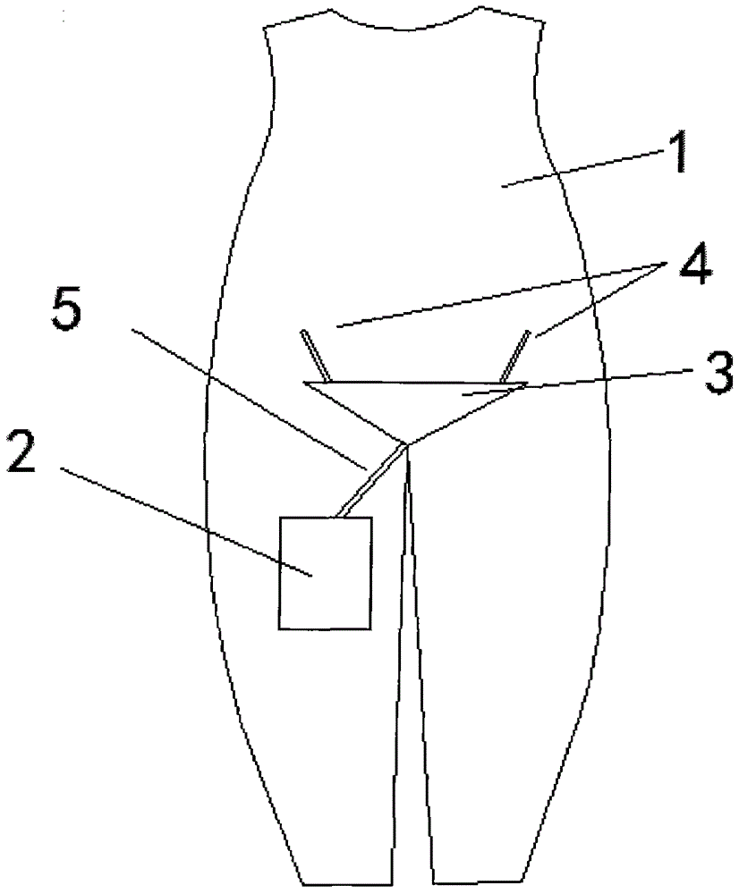 Meshed shielding fabric clothing with urine storage bag