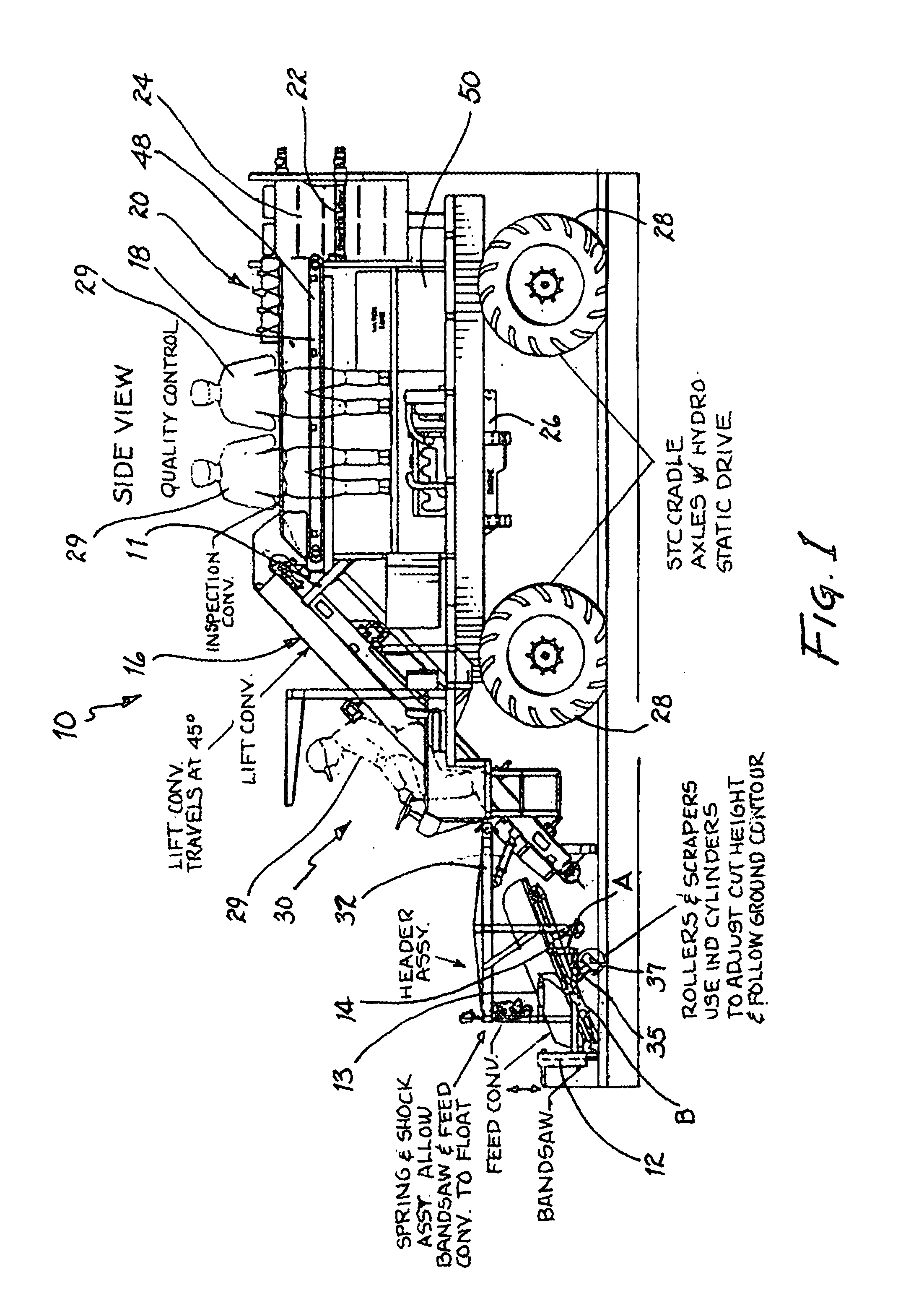 Lettuce harvesting apparatus and method therefor