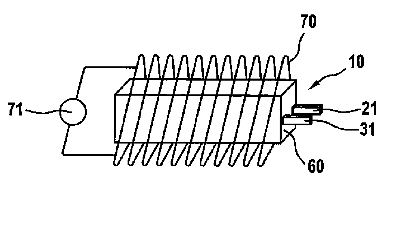 Method for reducing the dendritic metal deposition on an electrode and lithium-ion rechargeable battery which uses this method