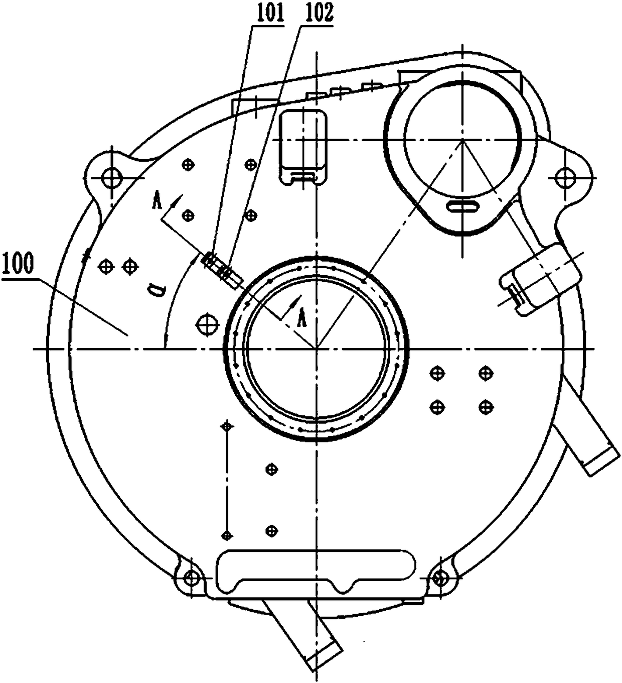 Machining device for space deep inclined holes in large wind power box