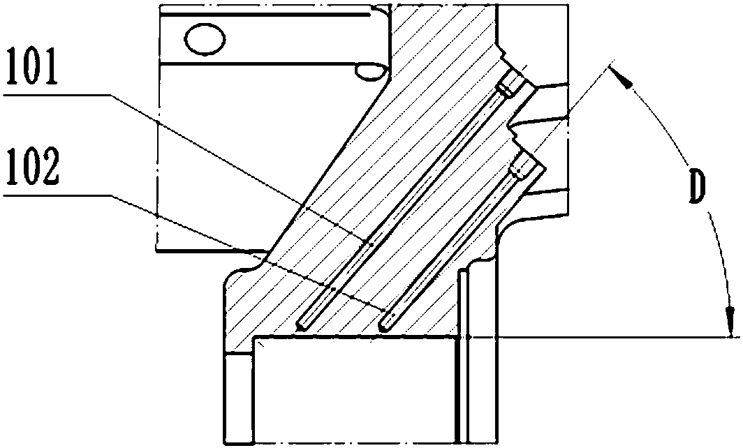 Machining device for space deep inclined holes in large wind power box