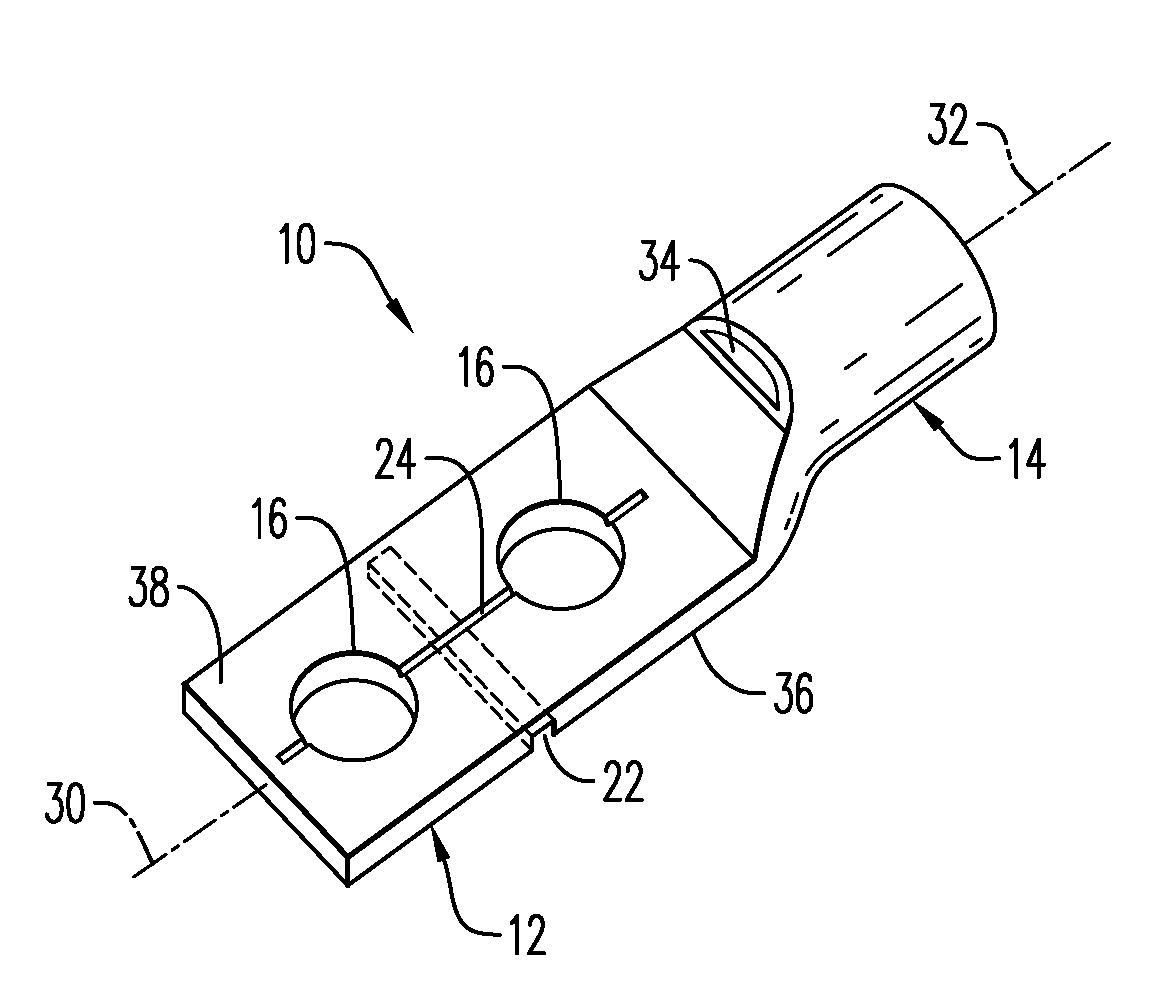 Electrical connectors having field modifiable lugs