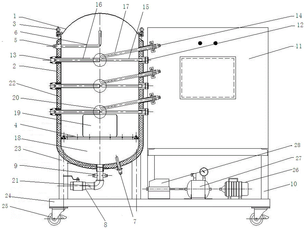 Film mulching aerobic composting reactor test apparatus