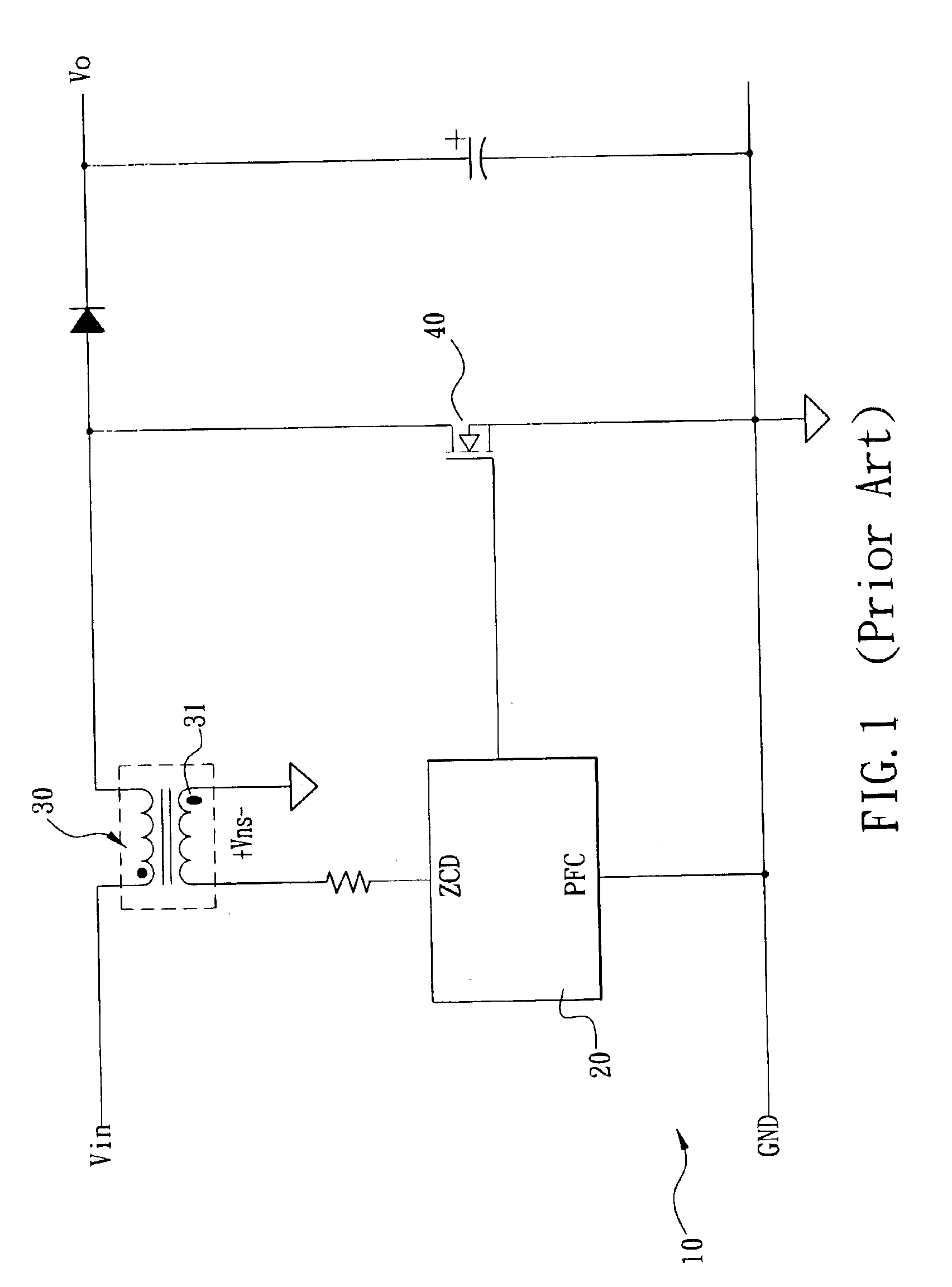 Auxiliary circuit for power factor corrector having self-power supplying and zero current detection mechanisms