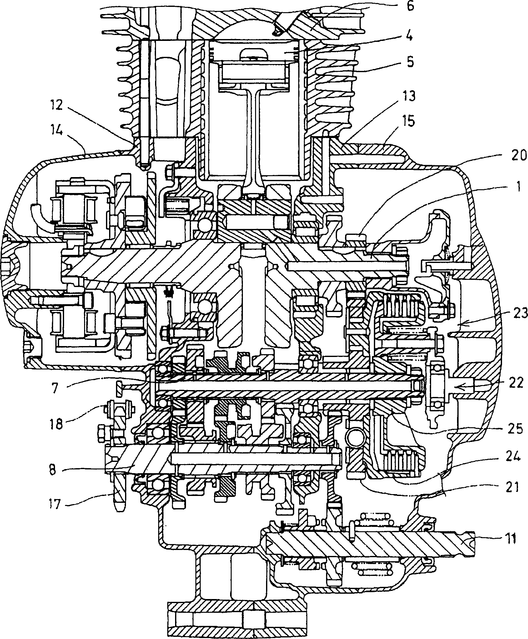 Variable speed device for internal conbustion engine