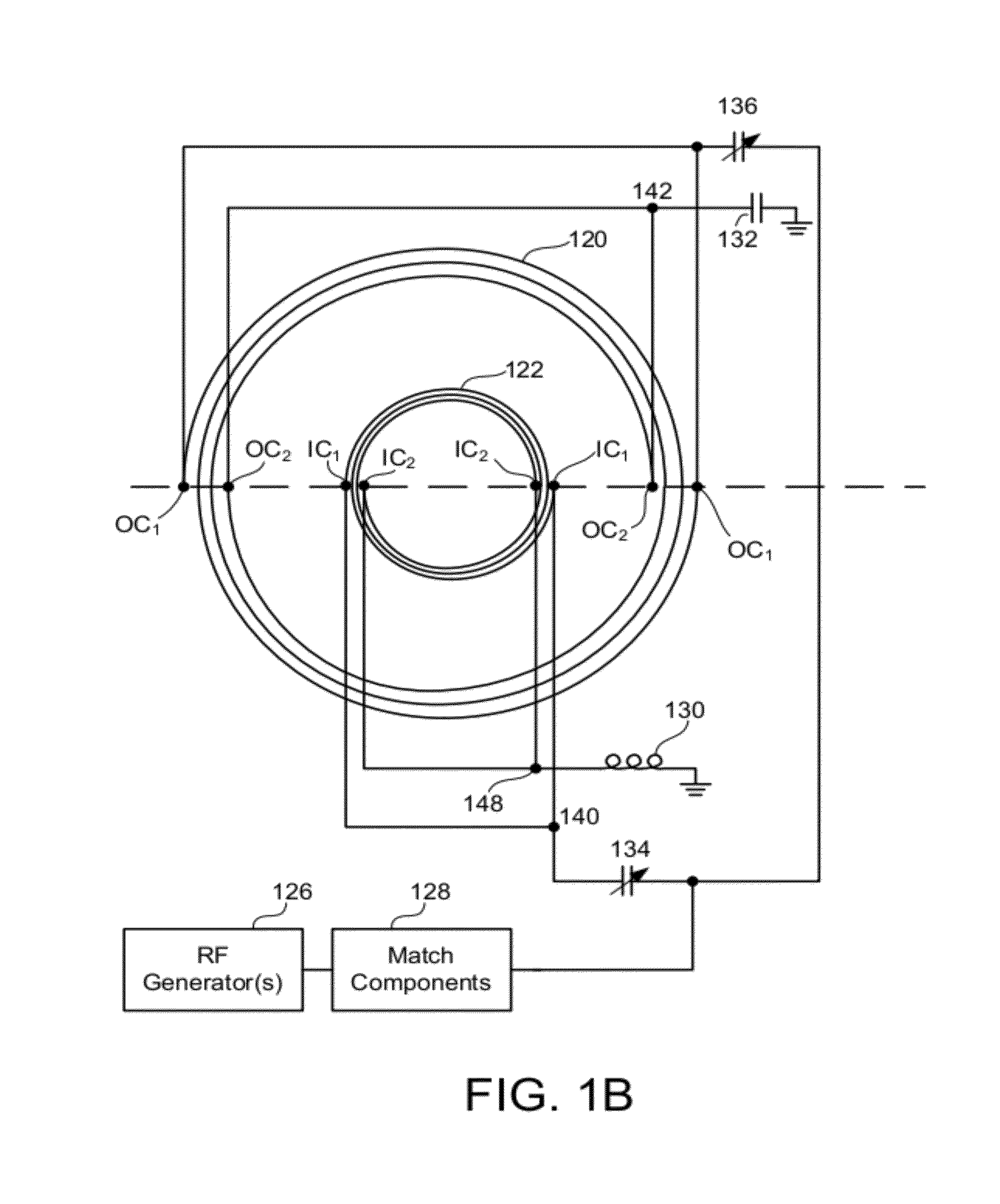 Internal Faraday Shield Having Distributed Chevron Patterns and Correlated Positioning Relative to External Inner and Outer TCP Coil