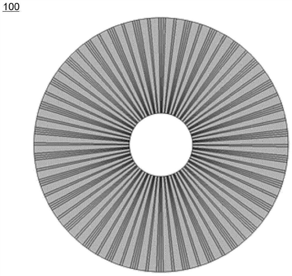 Secondary battery having structure in which unit cells which become thinner in one direction are radially assembled, and device comprising same