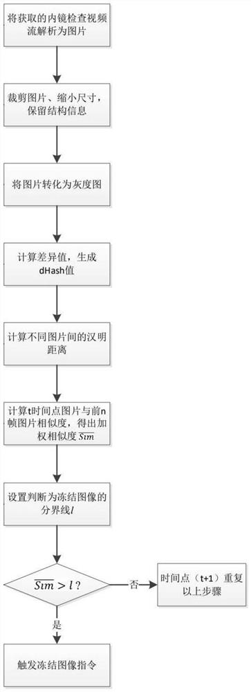 Method for automatic freezing of digestive endoscopy image based on perceptual hash algorithm