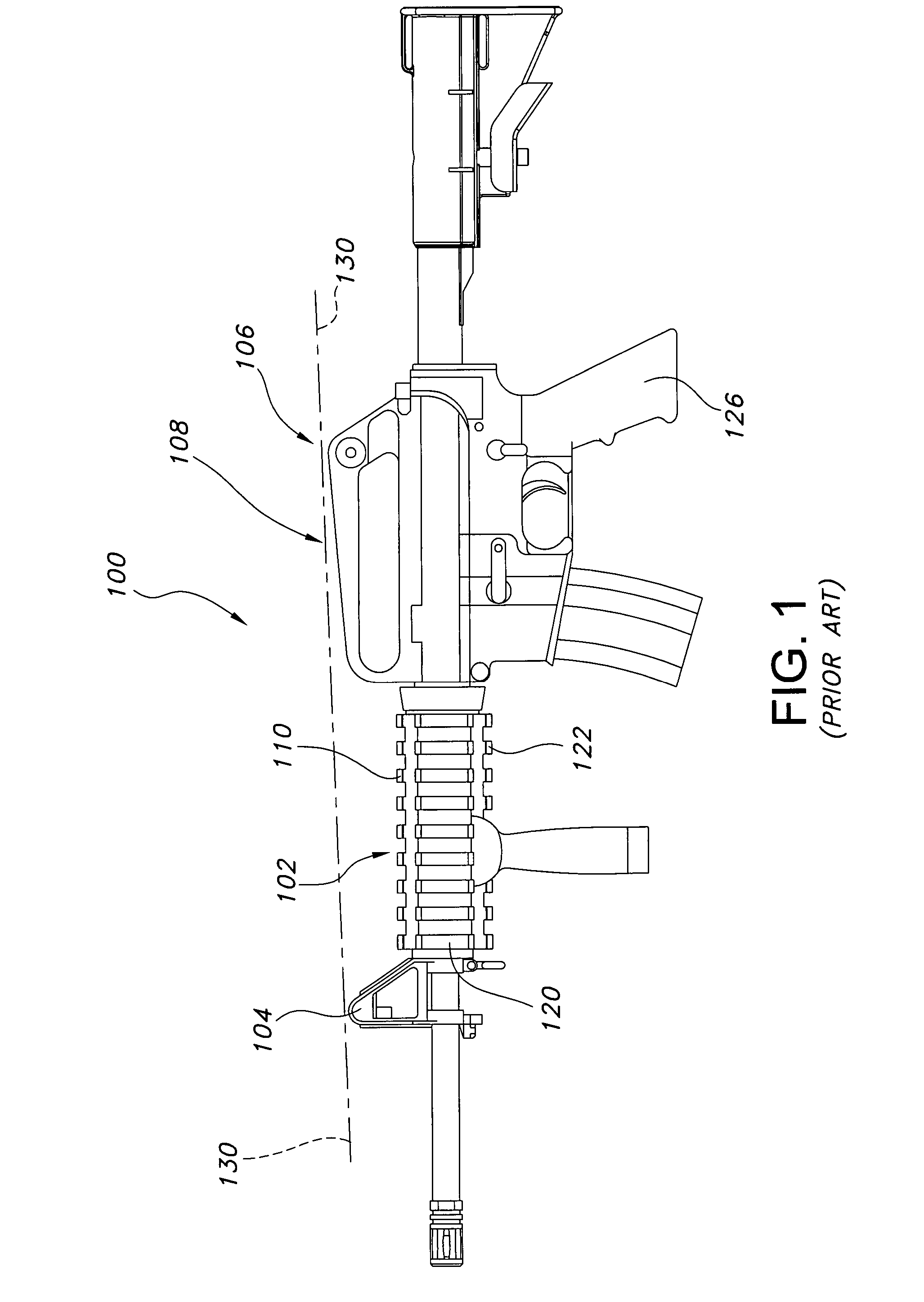 Assault rifle back-up sight rib and support structure