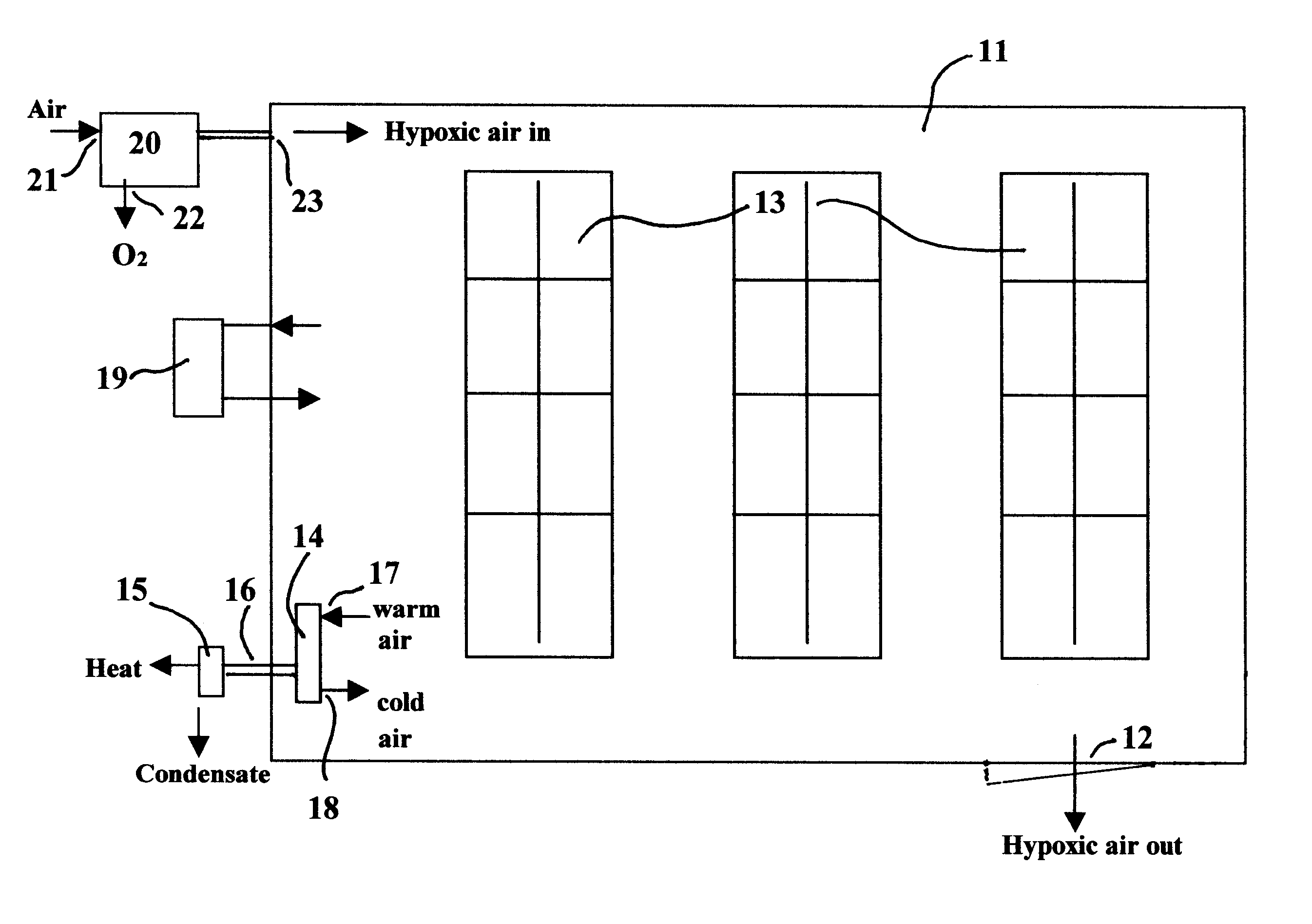 Hypoxic fire prevention and fire suppression systems for computer rooms and other human occupied facilities