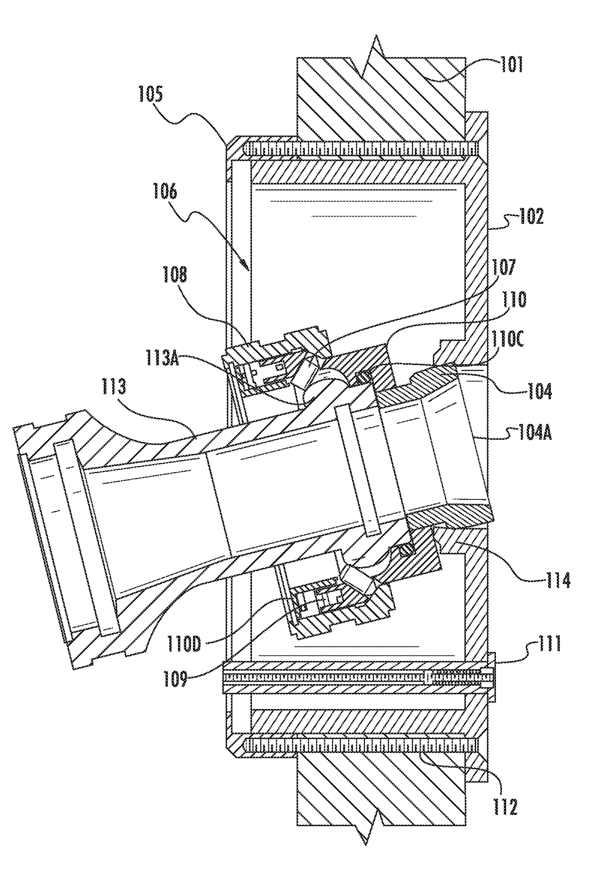 Structurally-installed access device for accepting connection by a fire hose nozzle to introduce firefighting fluid into an enclosed space of a structure