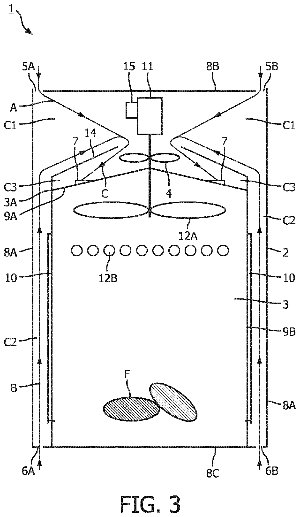 Apparatus for preparing food and comprising an air cooling system