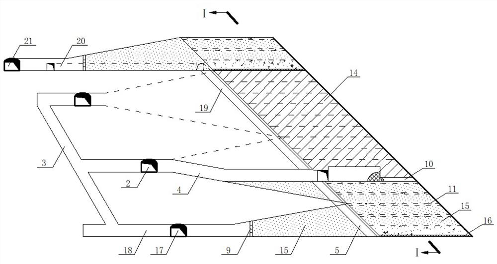 Empty-support cutting roadway type upward wide drift filling mining method