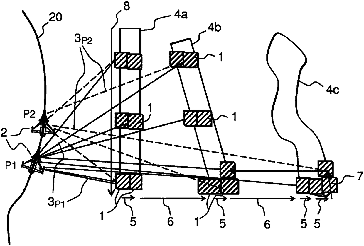 Method for acquiring images of a scene, from a sensor on board a moving carrier, with servocontrol of its line of sight