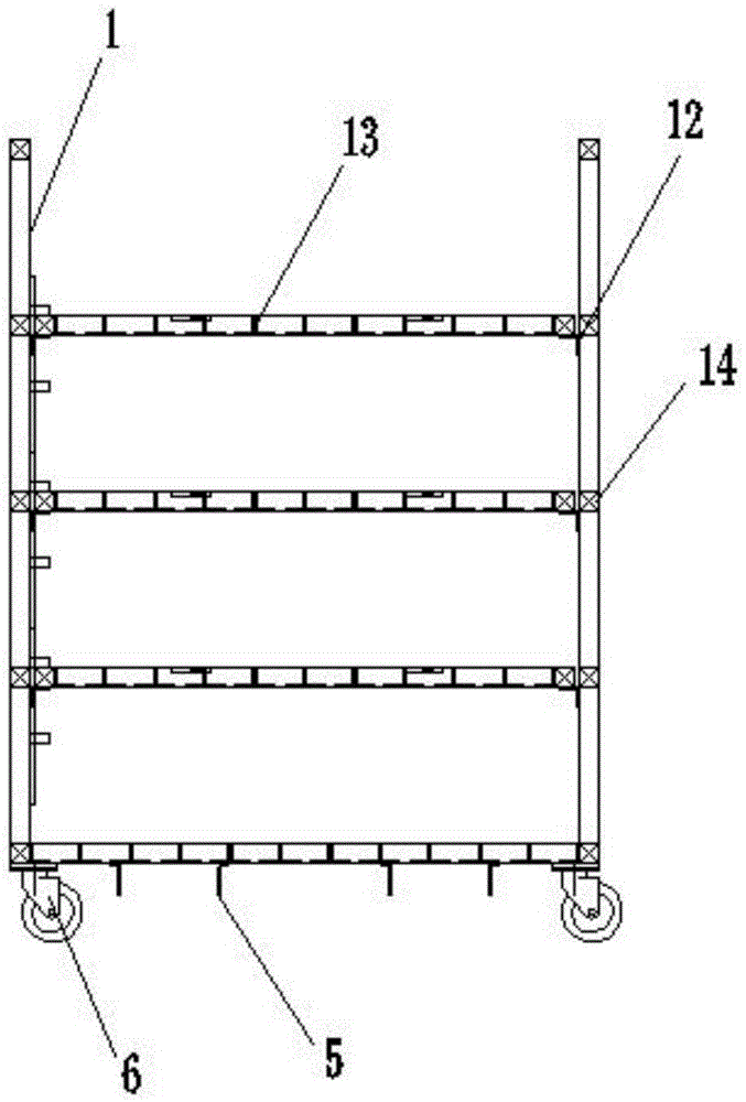 Transfer and storage goods shelf for U-shaped parts of passenger car