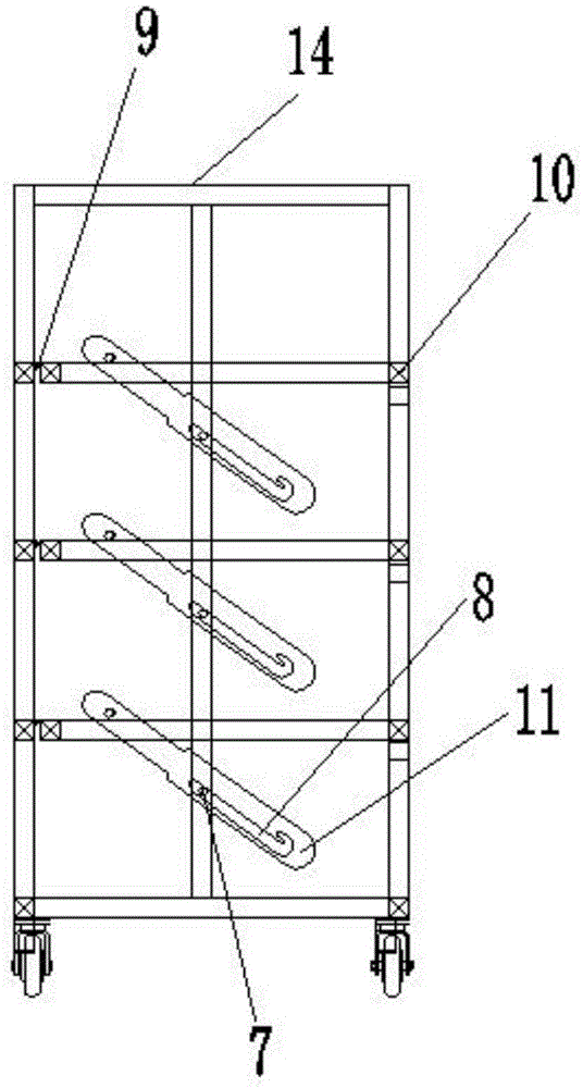 Transfer and storage goods shelf for U-shaped parts of passenger car