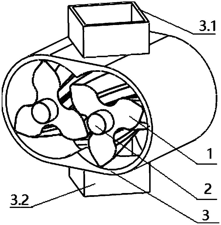 Three-twisted-blade Roots type power machine power generation device