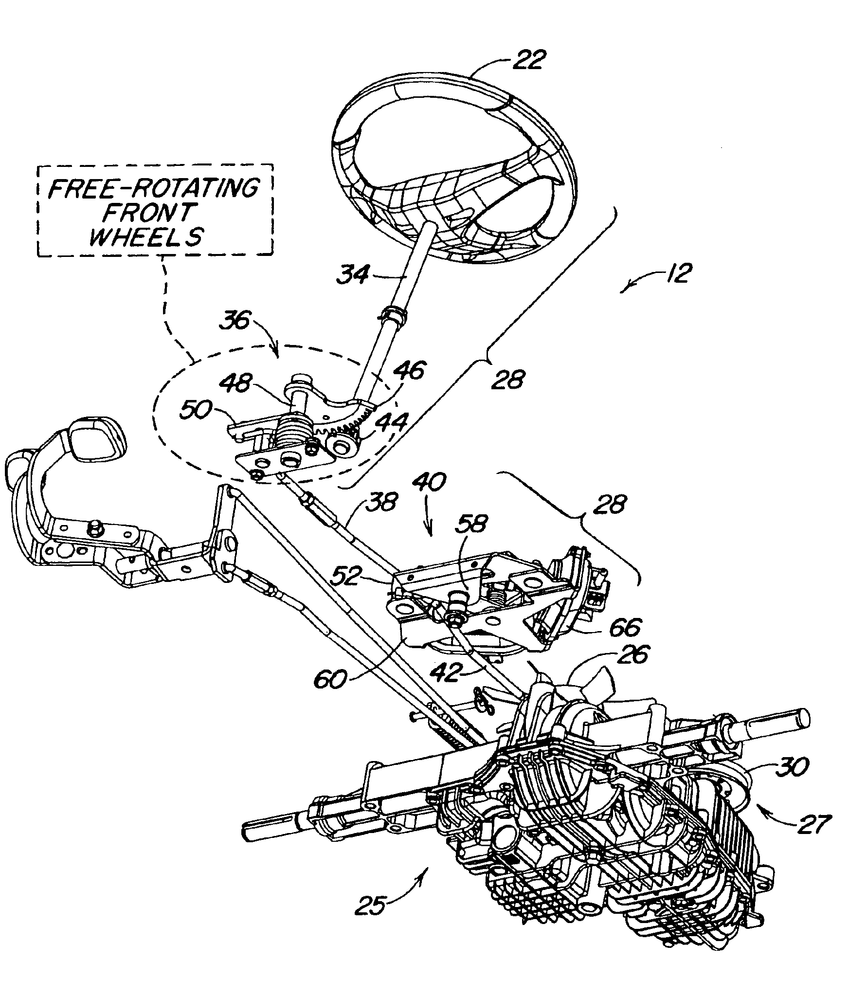 Device providing variable steering responsiveness