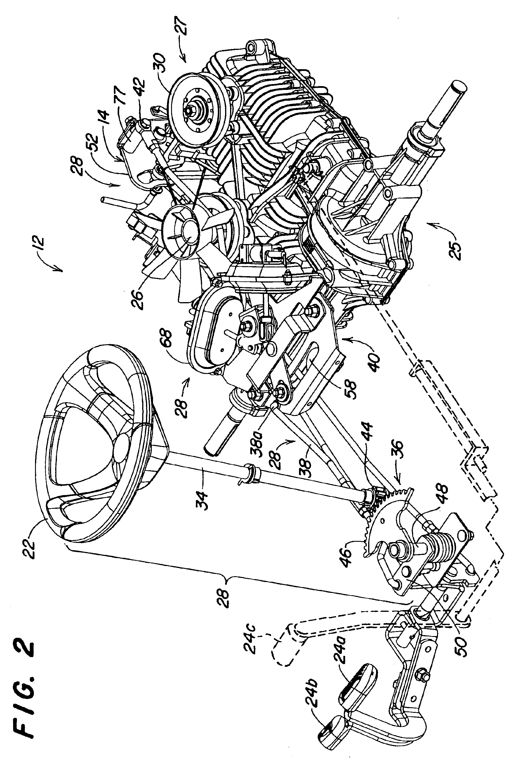 Device providing variable steering responsiveness