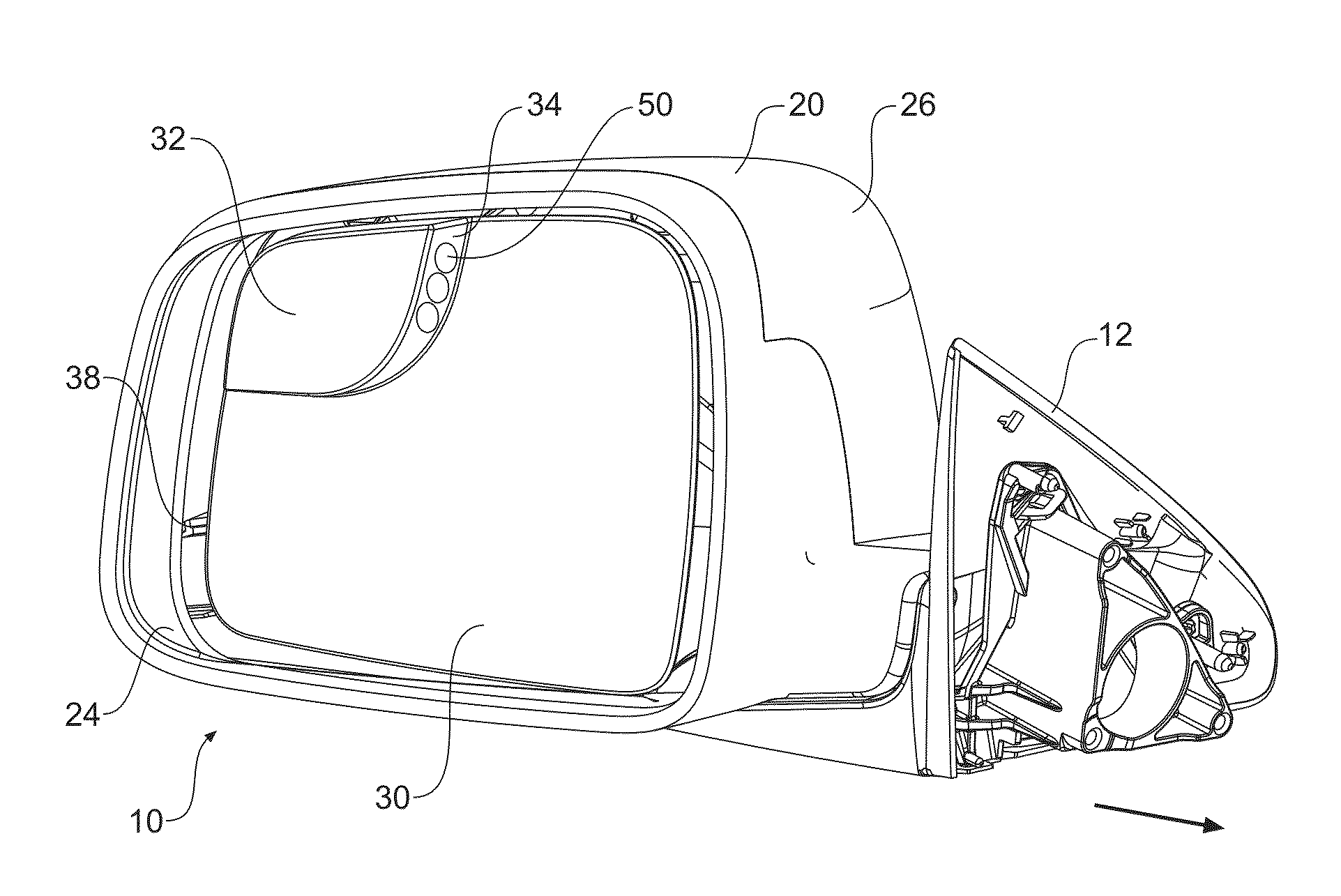 Vehicular mirror with blind spot indicator