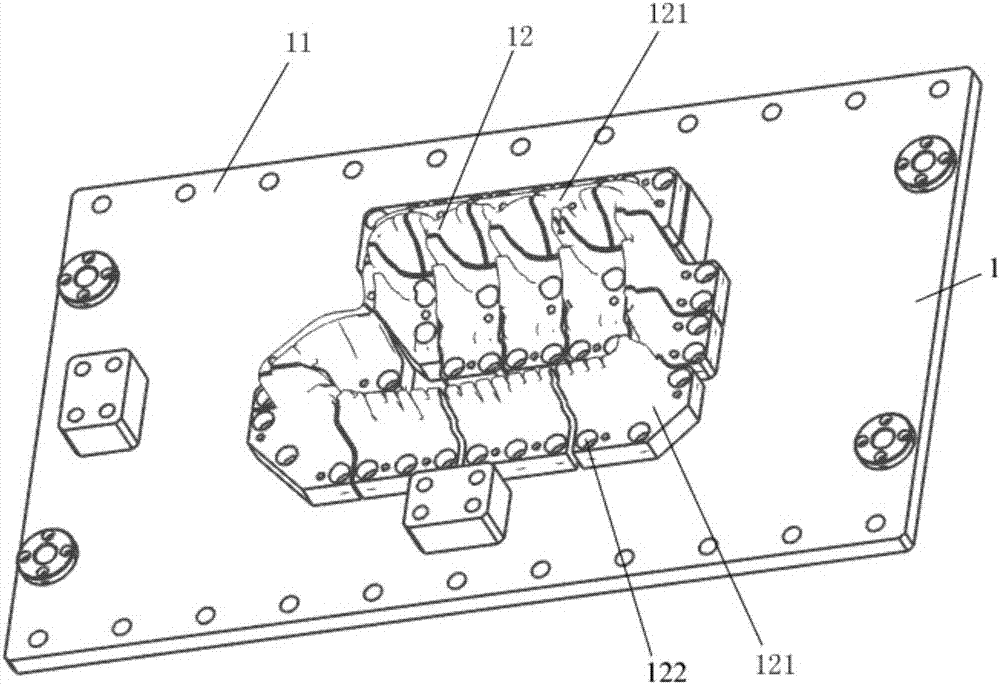 Vibration friction welding jig of sliced plastic air intake manifold