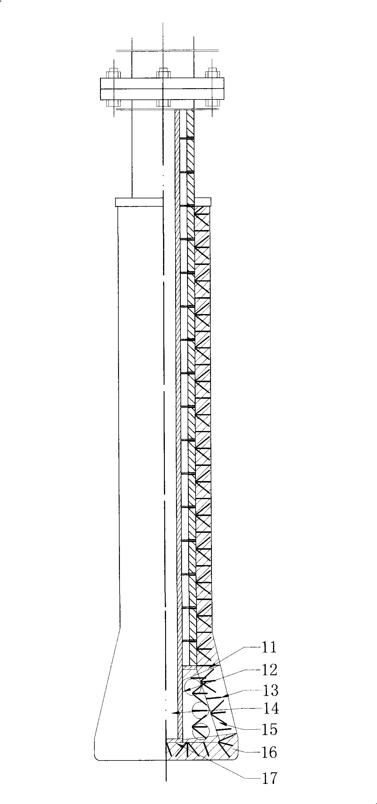 Argon-blowing spray gun for refining ladle and making method thereof