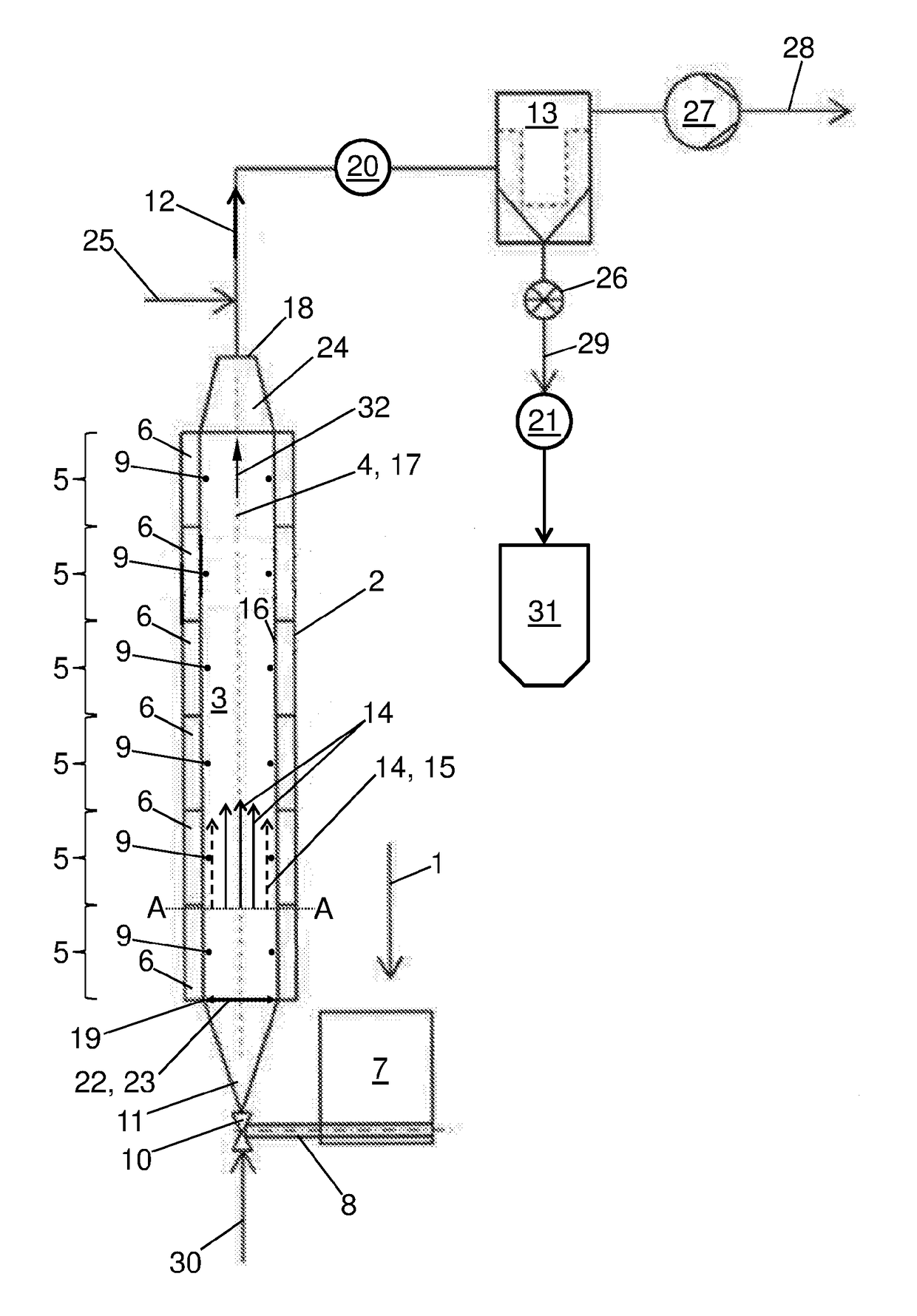 Method and device for producing an expanded granulate