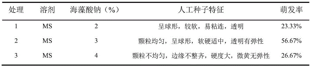 A kind of preparation method of verbena flat spike artificial seed