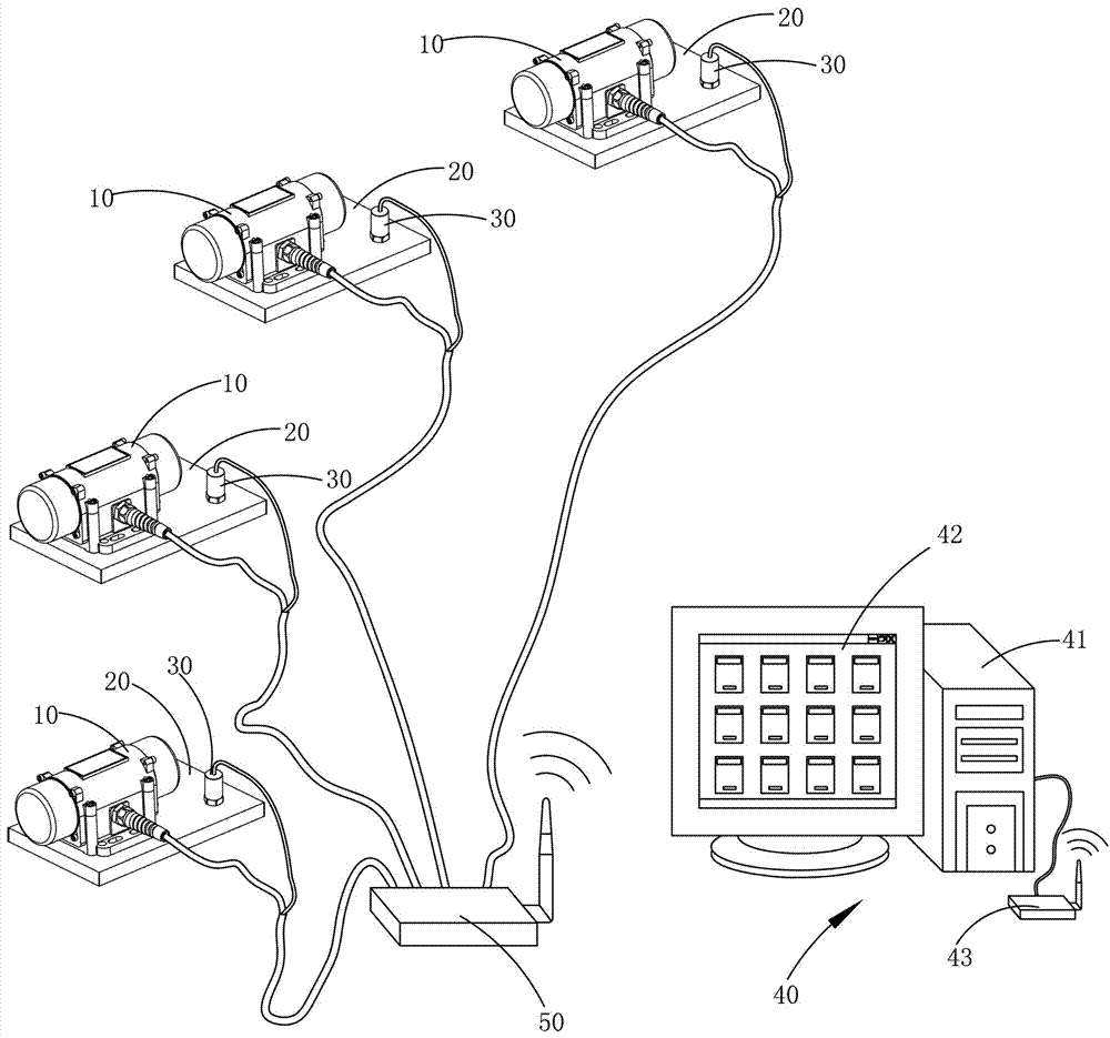 Monitoring system for monitoring vibration strength and amplitude of vibrating motors