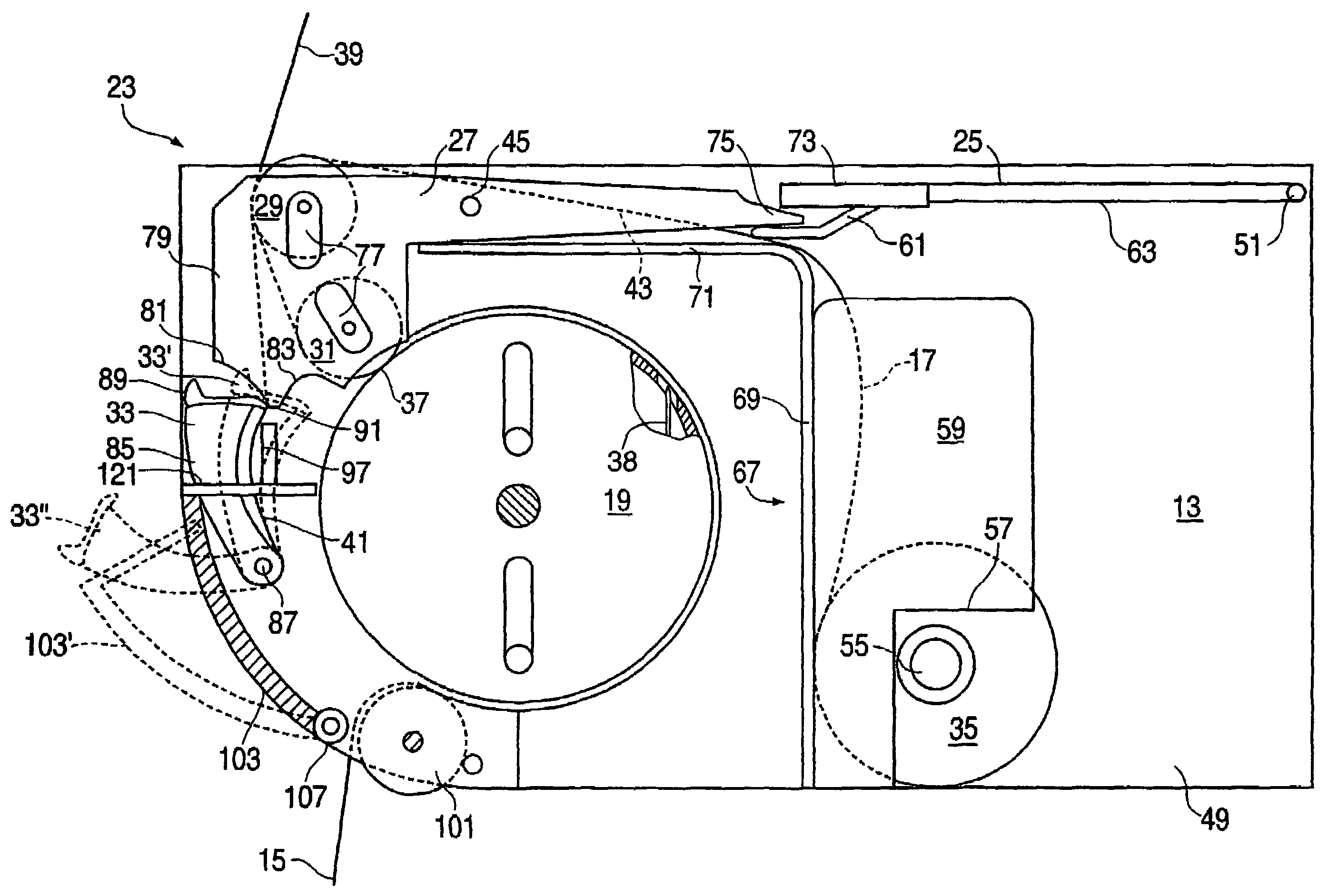 Web transfer mechanism for flexible sheet dispenser