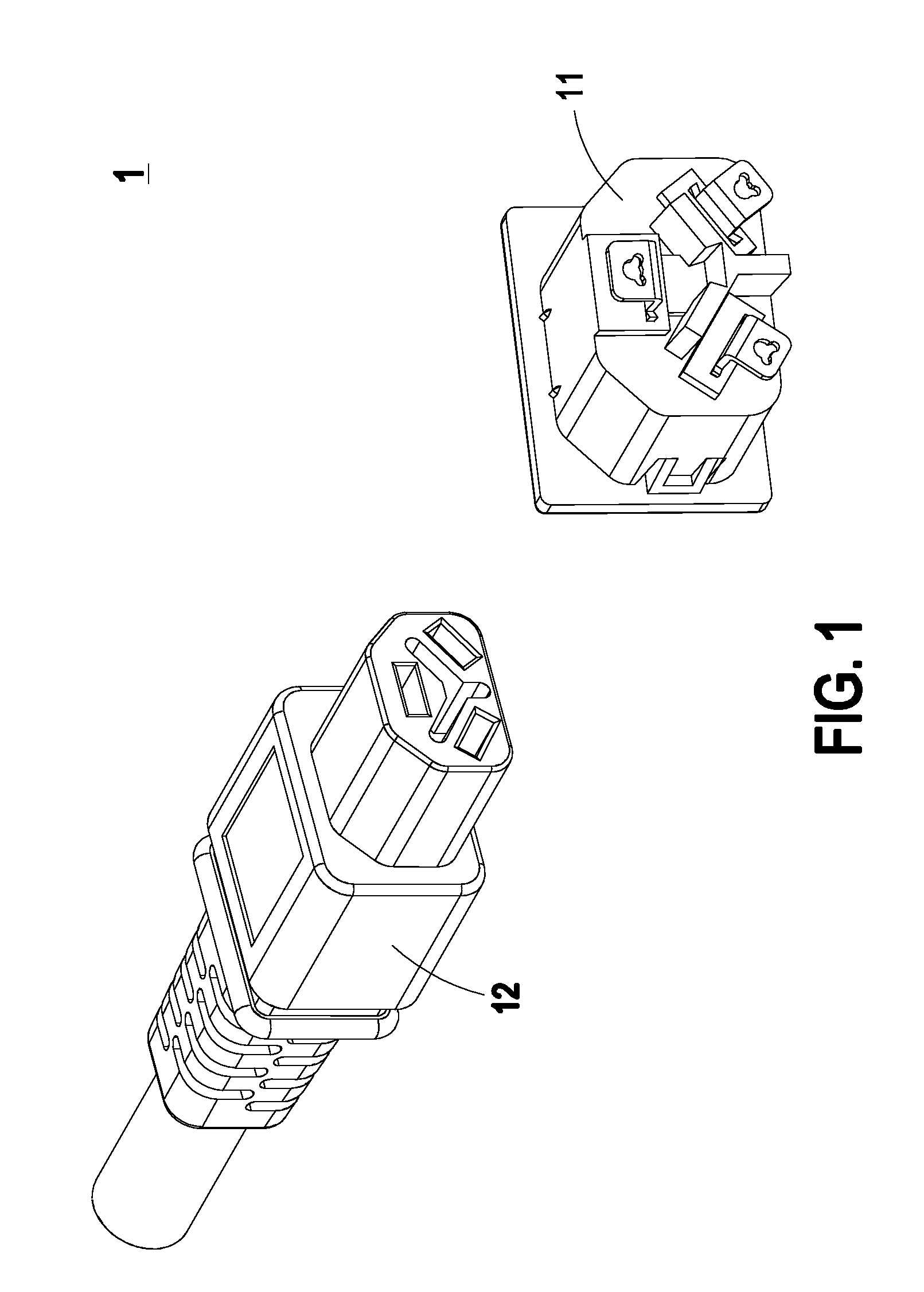 Power connector having a signal detecting terminal on a separation member