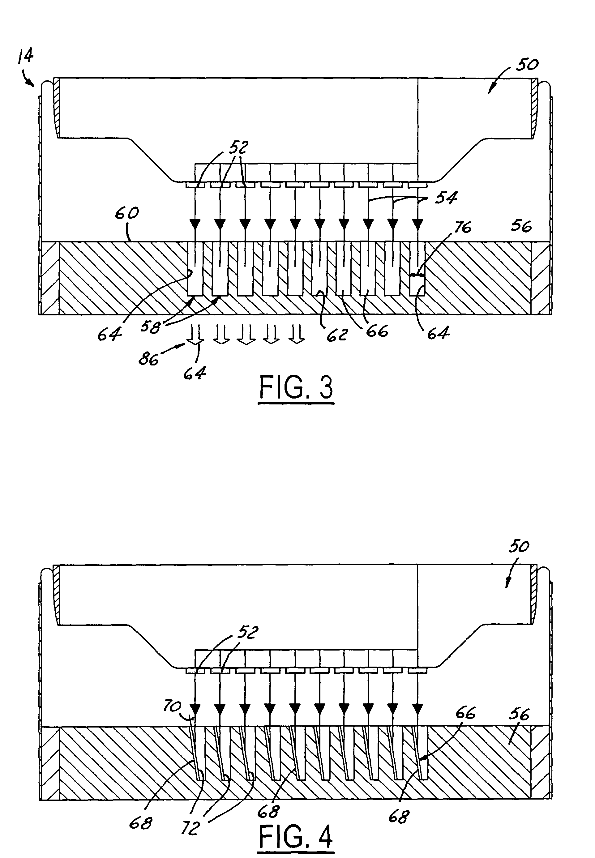 Notched transmission target for a multiple focal spot X-ray source