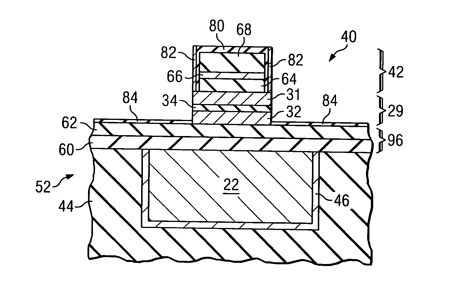 Fabrication process for a magnetic tunnel junction device