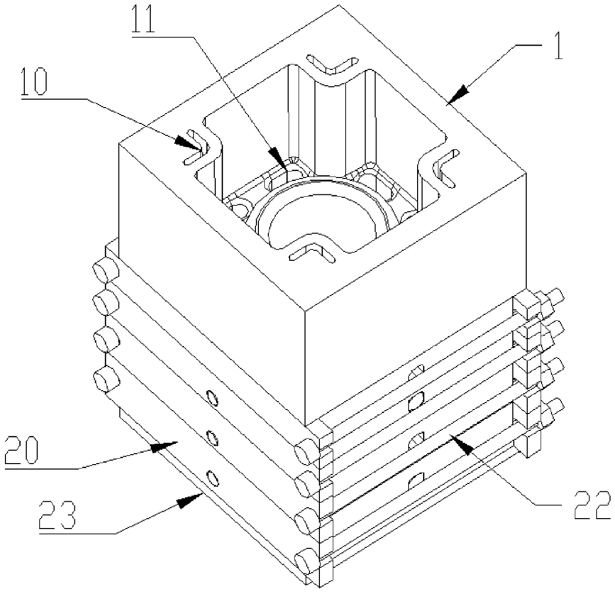 Outer mold forming mold of special-shaped conformal cooling water channel mold and used for casting