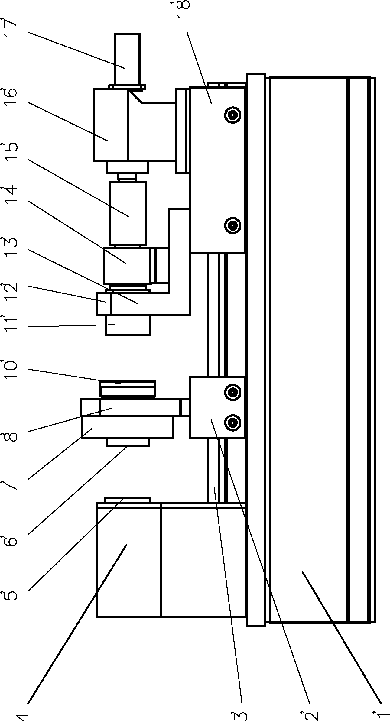 Shaft force and torque combined testing machine for fastening piece