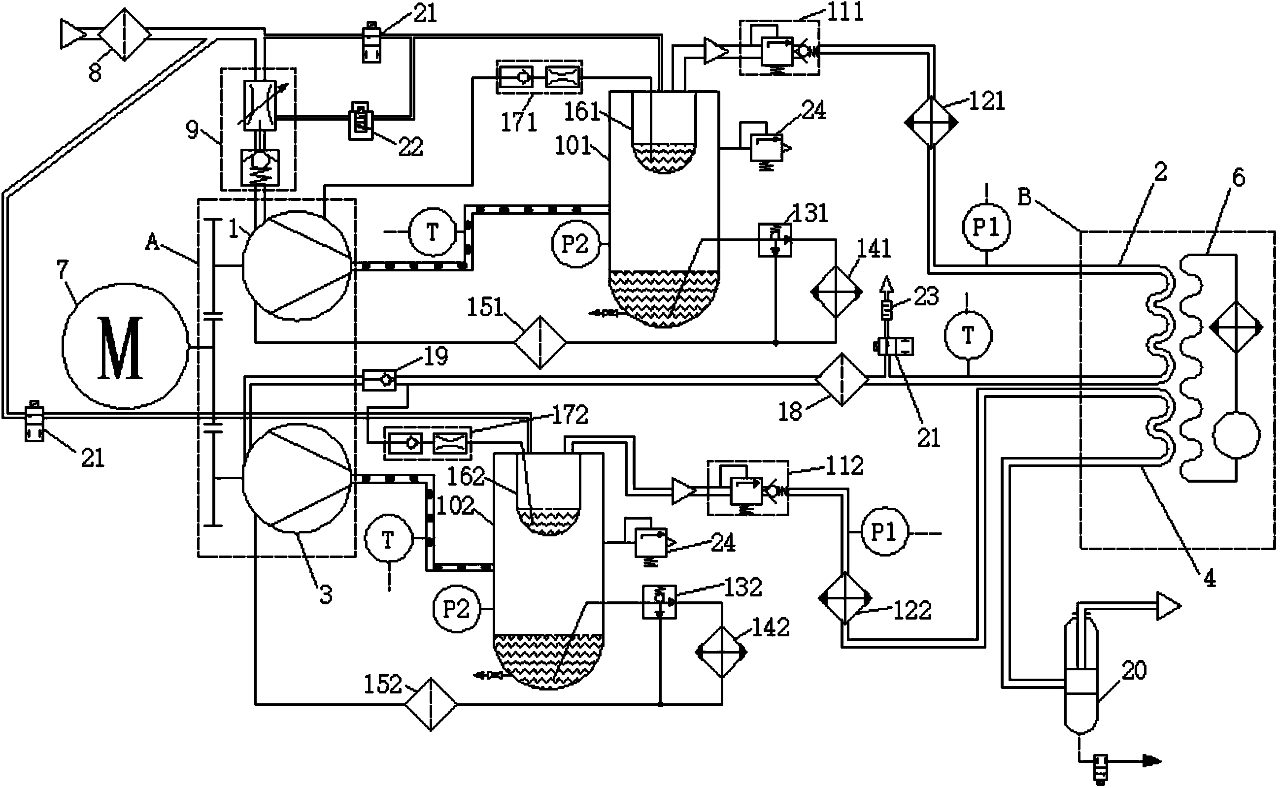 Integrated screw type medium-pressure air compressor