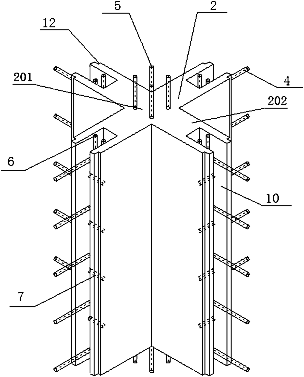 Special-shaped prefabricated prestressed wall connecting structure and assembly method