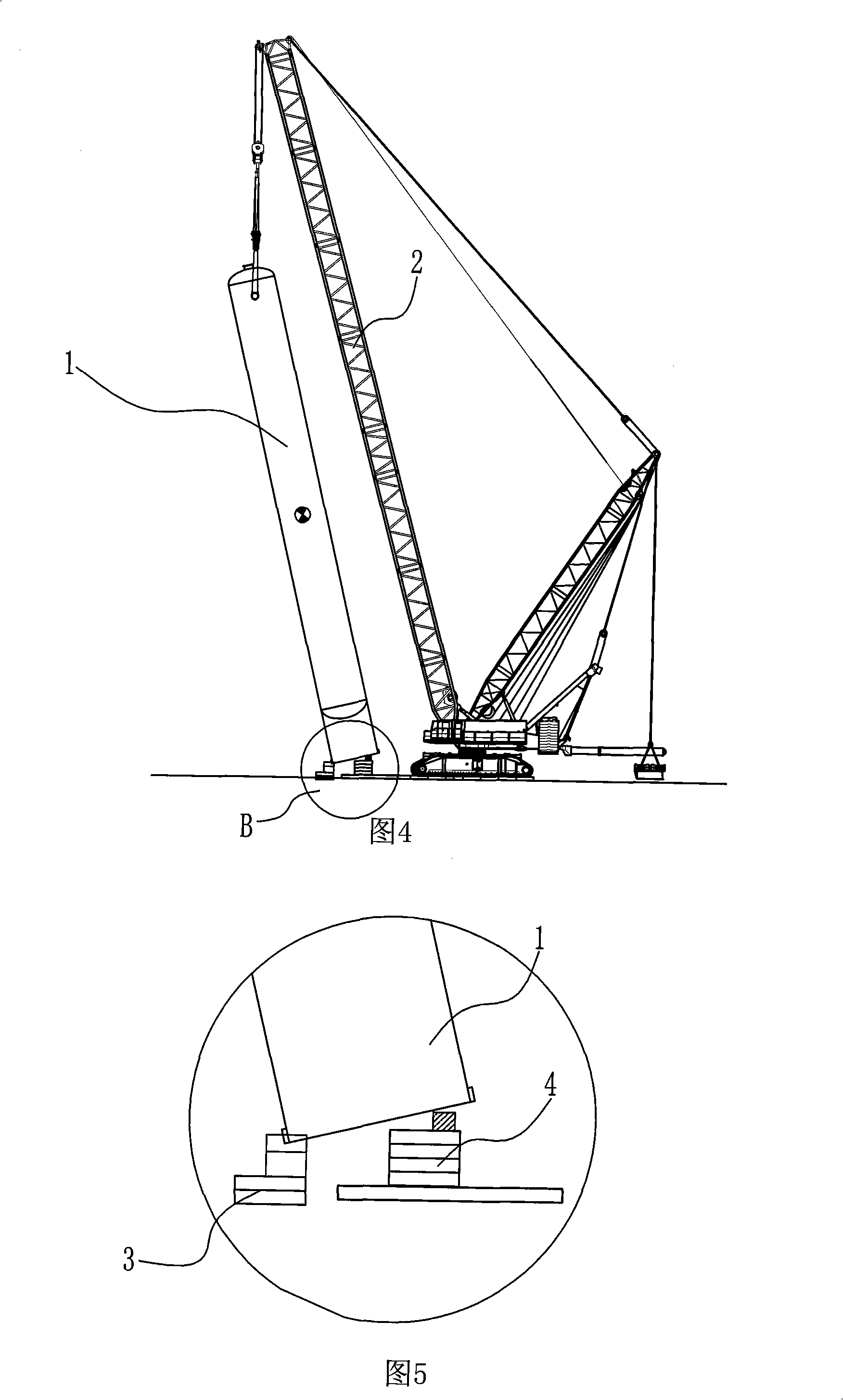 Turning hoisting method for vertical type apparatus