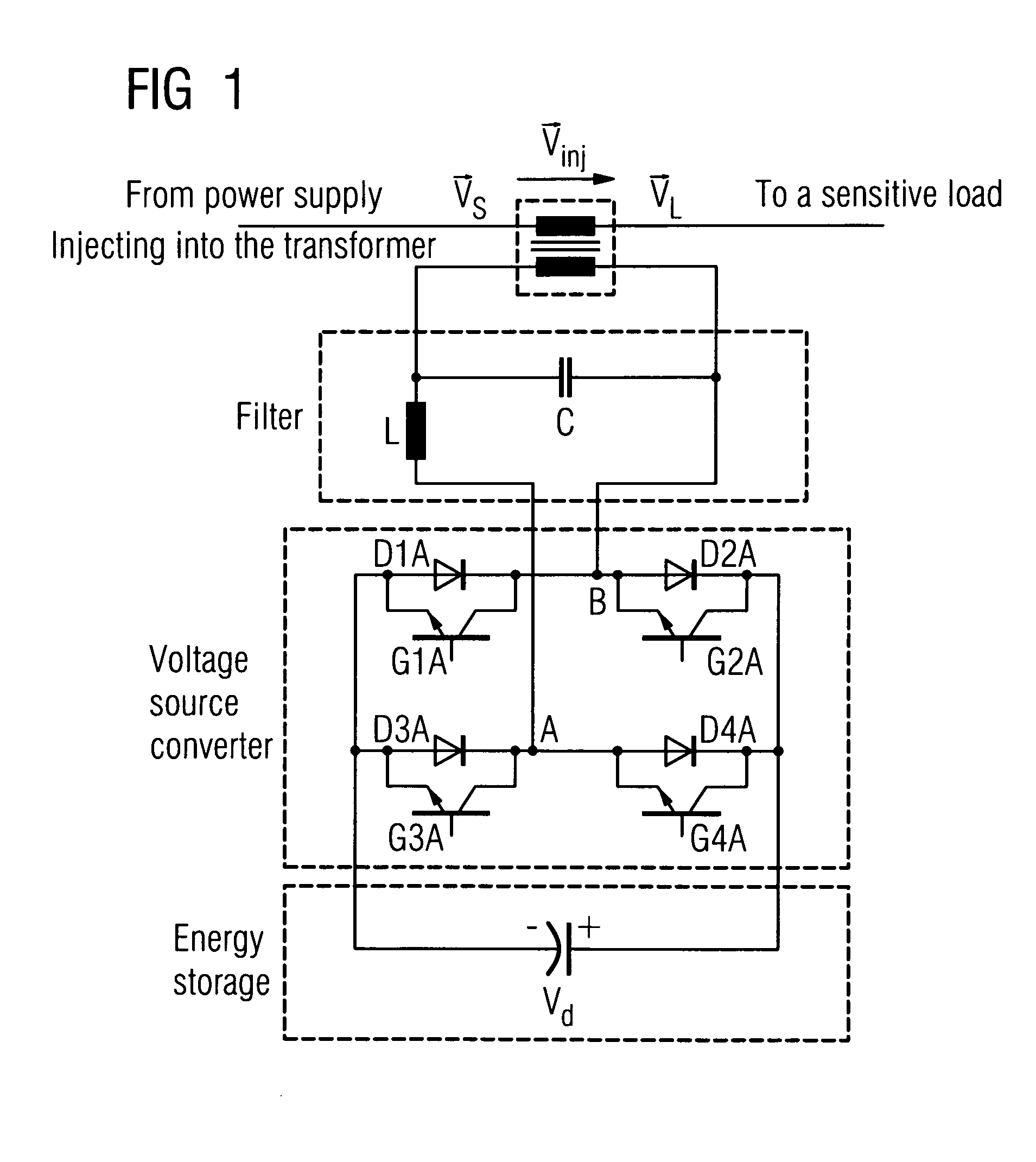 Dynamic voltage compensator used in three-phase power supply system