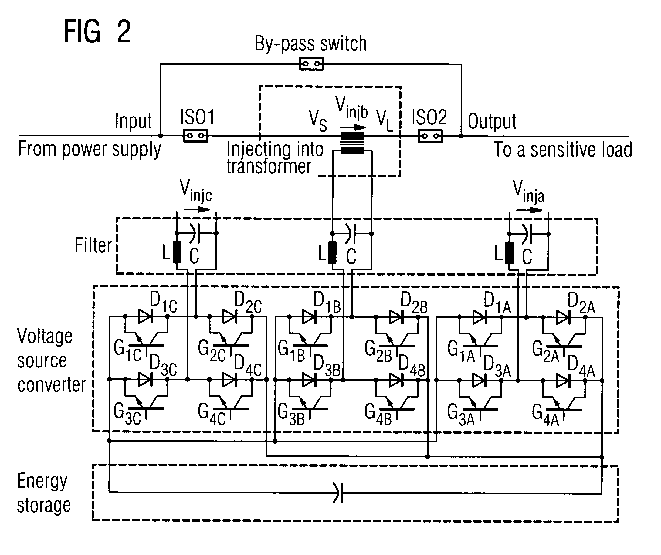 Dynamic voltage compensator used in three-phase power supply system