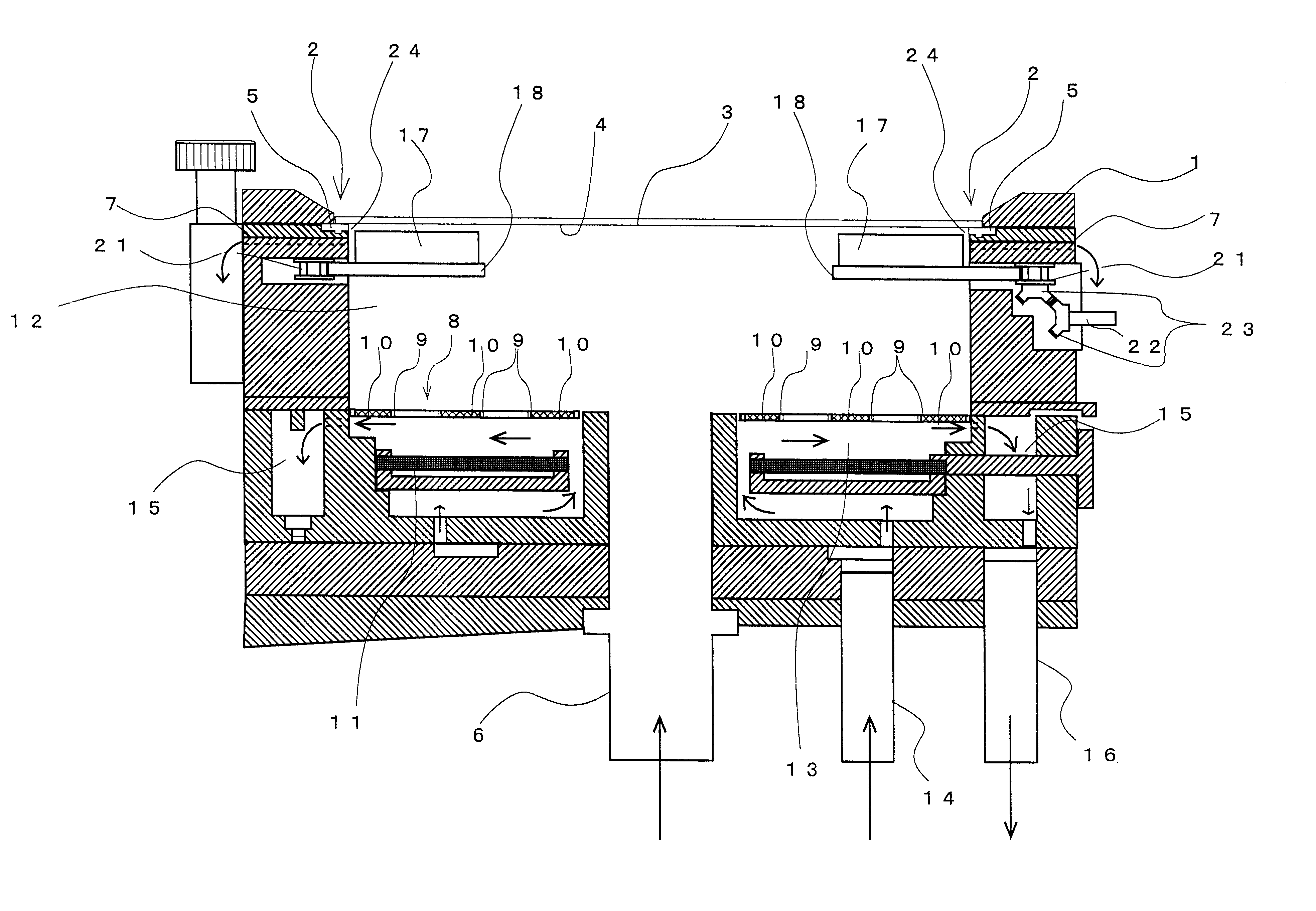 Cup shaped plating apparatus with a disc shaped stirring device having an opening in the center thereof