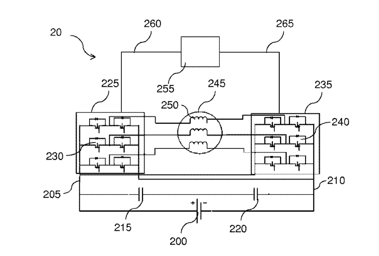 Current conversion method and device, vehicle comprising such a device